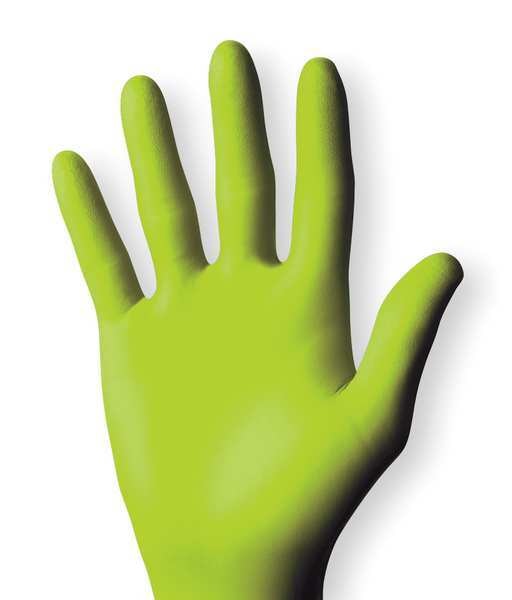 Disposable Gloves, Nitrile, Powder Free, Fluorescent Green, XL, 100 PK