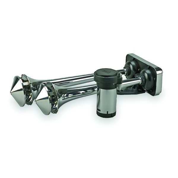 Dual Trumpet Horn, Air, Chrome, Roof Mount