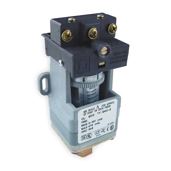 Pressure Switch, (1) Port, 1/4-18 in FNPT, SPDT, 1.5 to 75 psi, Standard Action