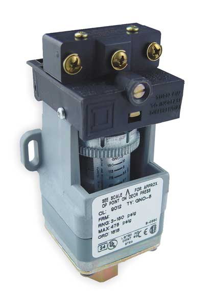 Pressure Switch, (1) Port, 1/4-18 in FNPT, SPDT, 5 to 250 psi, Standard Action