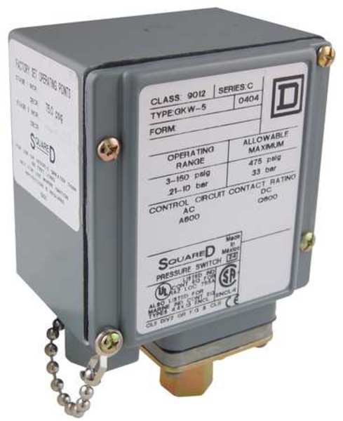 Pressure Switch, (1) Port, 1/4-18 in FNPT, SPDT, 5 to 250 psi, Standard Action
