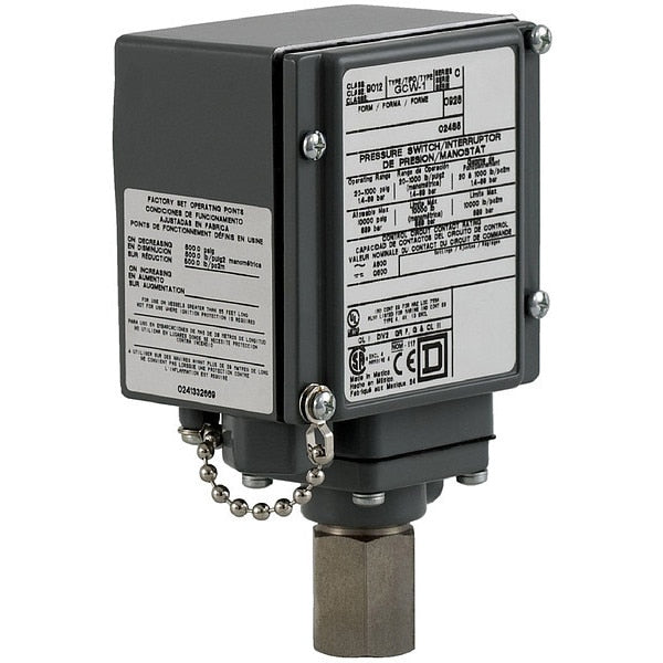 Pressure Switch, (1) Port, 1/4-18 in FNPT, SPDT, 20 to 1000 psi, Standard Action