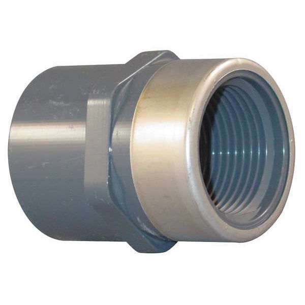PVC, Stainless Steel Female Adapter, Socket x FNPT, 1-1/2 in Pipe Size