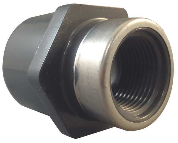 PVC, Stainless Steel Female Adapter, Socket x FNPT, 1 in x 3/4 in Pipe Size