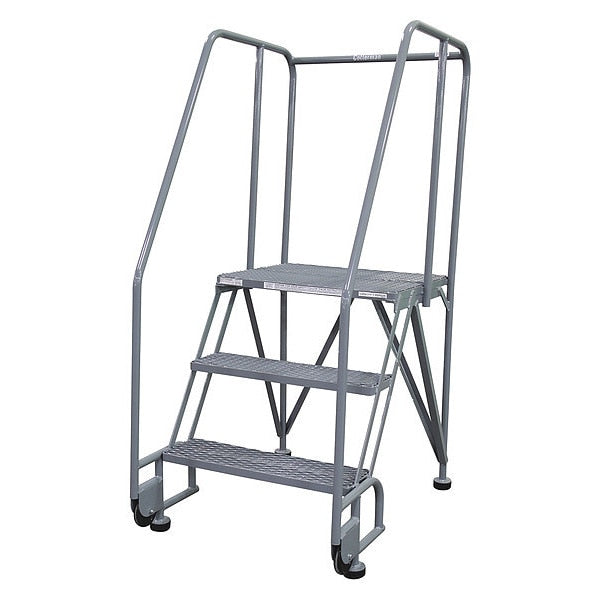 60 in H Steel Tilt and Roll Ladder, 3 Steps