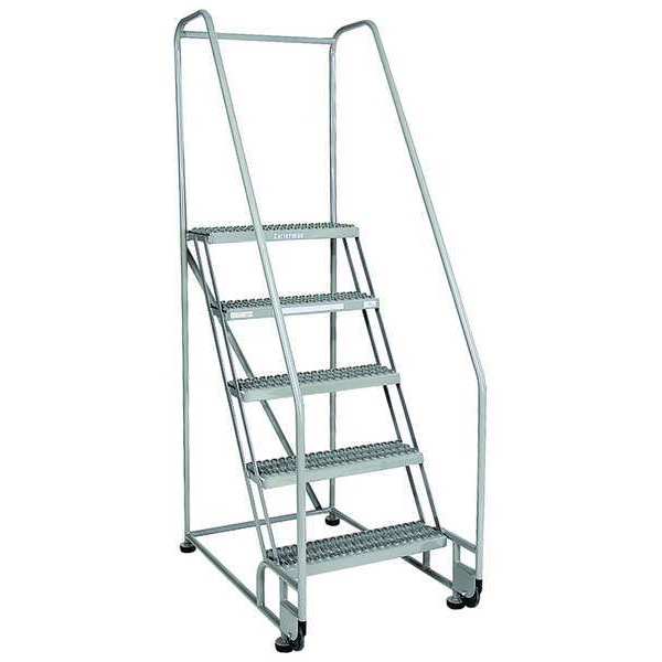 60 in H Stainless Steel Tilt and Roll Ladder, 3 Steps