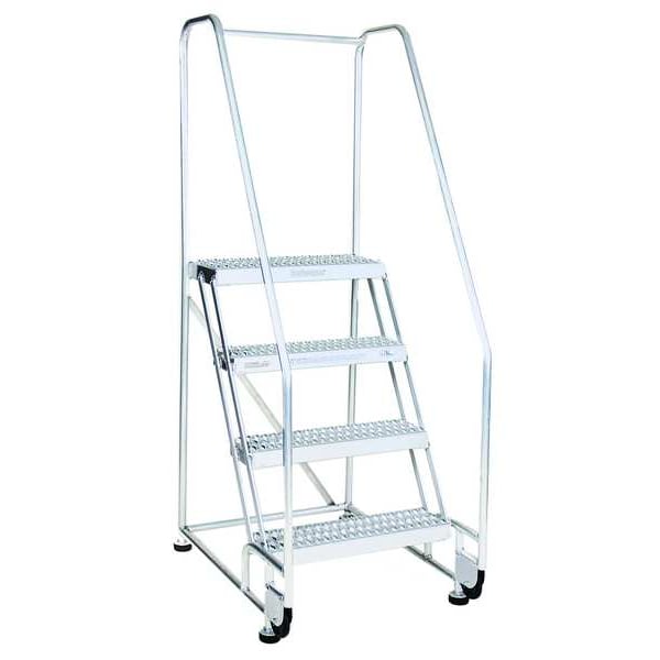 70 in H Aluminum Tilt and Roll Ladder, 4 Steps