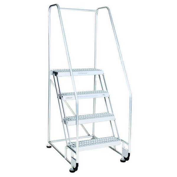 70 in H Aluminum Tilt and Roll Ladder, 4 Steps
