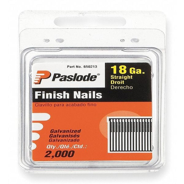 Collated Brad Nail, 1-1/4 in L, 18 ga, Galvanized, T-Head Head, 0  Degrees, 2000 PK