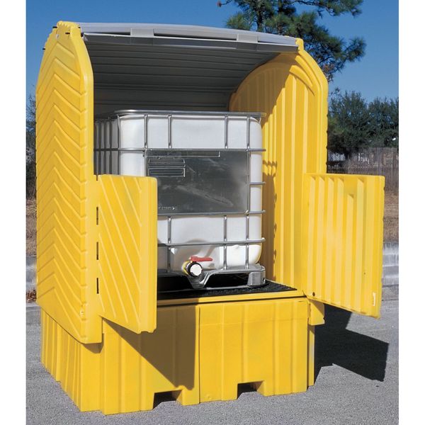 Covered IBC Containment Unit, 365 gal Spill Capacity, Polyethylene