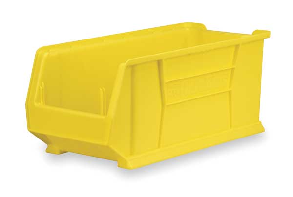 Storage Bin, Yellow, Plastic, 29 7/8 in L x 11 in W x 10 in H, 150 lb Load Capacity