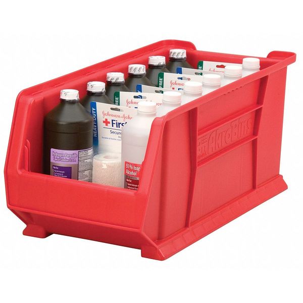 Super Size Bin, Red, Plastic, 23 7/8 in L x 11 in W x 10 in H, 150 lb Load Capacity