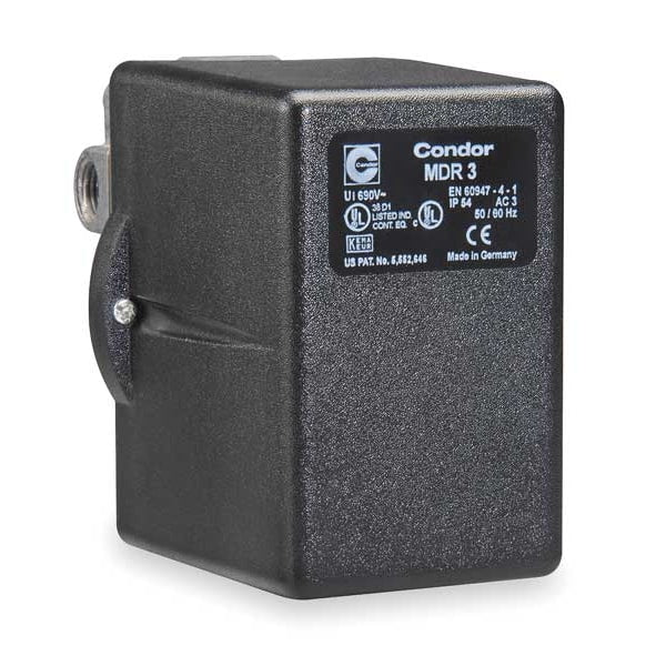 Pressure Switch, (1) 3/8 in FNPT, (3) 1/4 in FNPT, (4) Port, 3PST, 60 to 232 psi, Standard Action