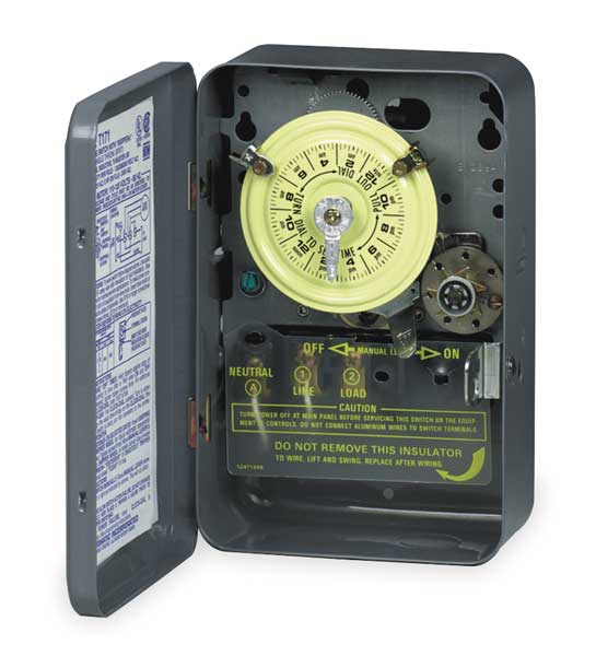 Electromechanical Timer, 24-Hr, DPST, 40A