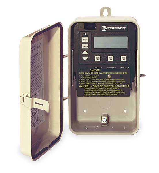 Digital Timer, 24 hr., 3 SPST, 120/240V