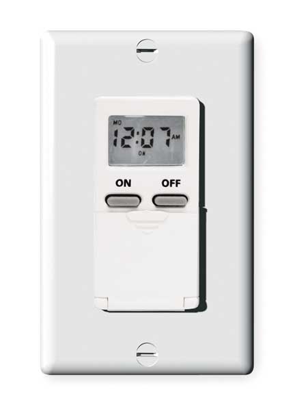 Digital Timer, 7-Day, SPST, 120 V, White