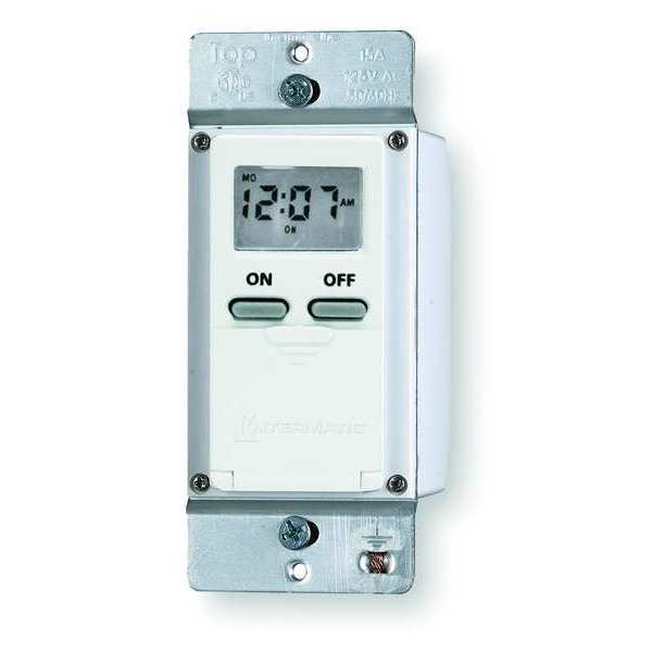 Digital Timer, 7-Day, SPST, 120 V, White