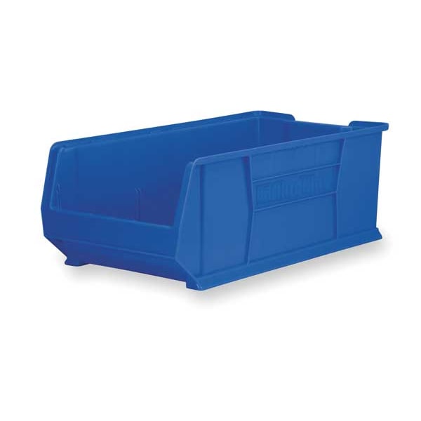 Super Size Bin, Blue, Plastic, 29 7/8 in L x 16 1/2 in W x 11 in H, 150 lb Load Capacity