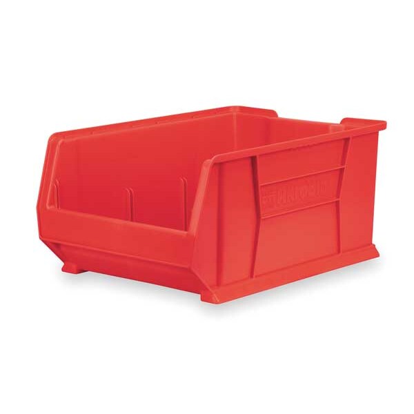 Super Size Bin, Red, Plastic, 29 7/8 in L x 16 1/2 in W x 11 in H, 150 lb Load Capacity