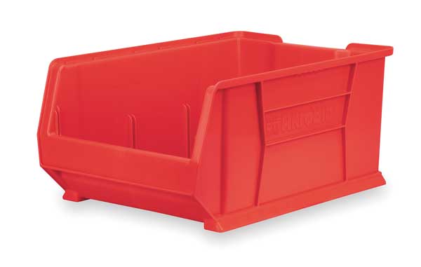 Super Size Bin, Red, Plastic, 23 7/8 in L x 16 1/2 in W x 11 in H, 150 lb Load Capacity