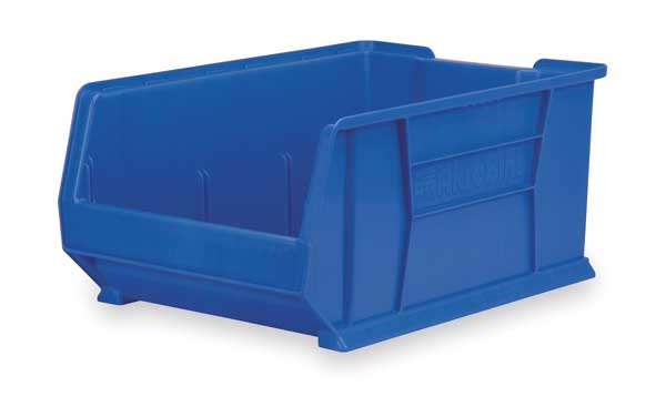 Super Size Bin, Blue, Plastic, 23 7/8 in L x 16 1/2 in W x 11 in H, 150 lb Load Capacity