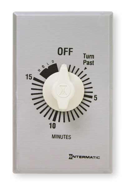 Timer, Spring Wound, 15 Min, SPST, Silver
