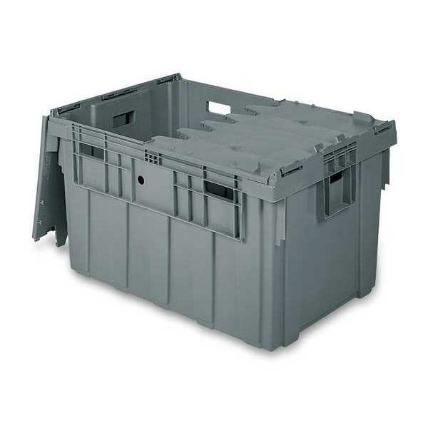 Gray Attached Lid Container, Plastic