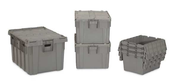 Gray Attached Lid Container, Plastic