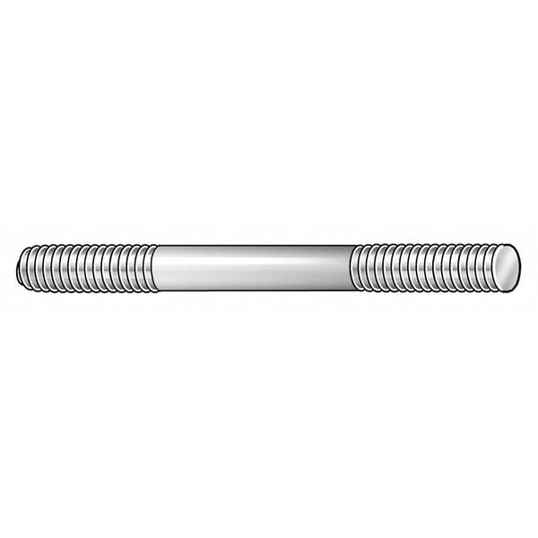 Double-End Threaded Stud, M12-1.75mm Thread to M12-1.75mm Thread, 140 mm, Steel, Black Oxide, 2 PK