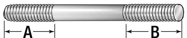 Double-End Threaded Stud, 1/4
