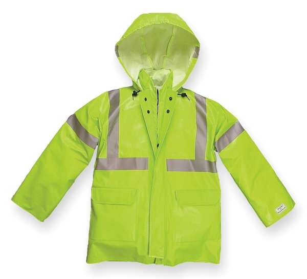 Arc Flash Rain Jacket with Hood, Lime Yellow, XL