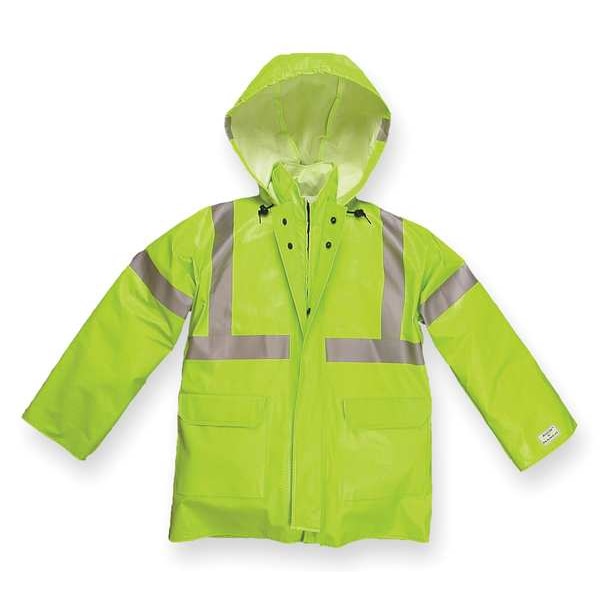 Arc Flash Rain Jacket with Hood, Lime Yellow, M