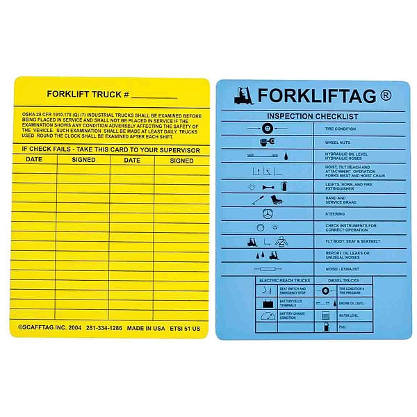 Forklift(TM) Tag Insert 5 3/4 in H, English