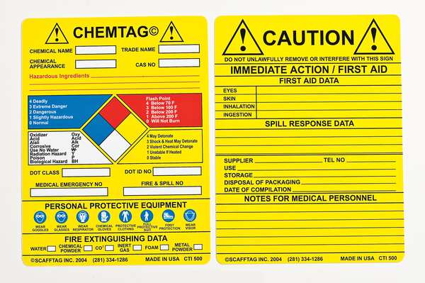 Chemtag(r) Kit, Wht, CFR 1910.1200