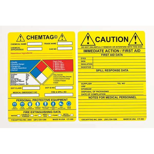 Chemtag(R) Insr, 5-3/4 x 7-5/8 In, PK100