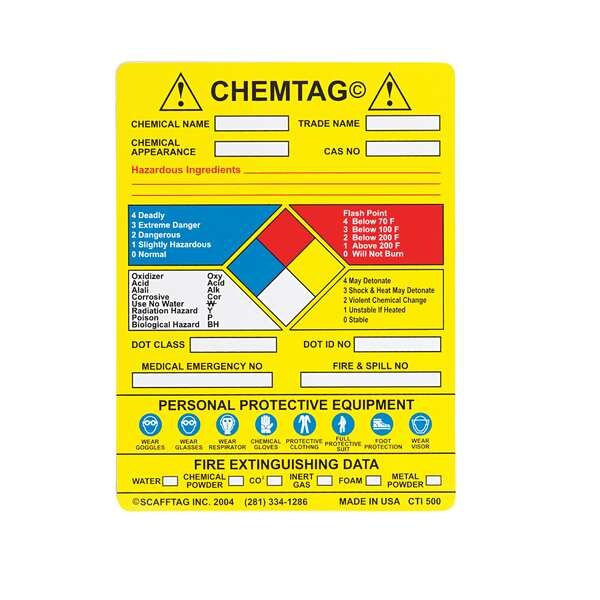 Chemtag(R) Insr, 5-3/4 x 7-5/8 In, PK100