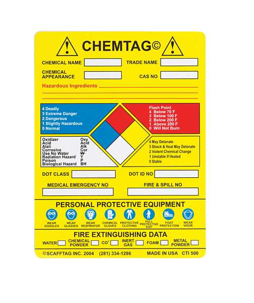 Chemtag(R) Insr, 5-3/4 x 7-5/8 In, PK100