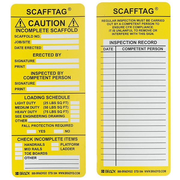 Scafftag(R) Caut Insr, Vinyl, PK100
