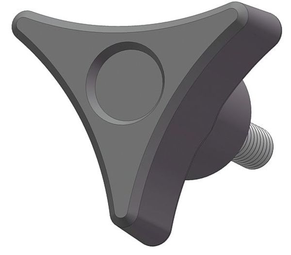 Three Prong Knob with Screw, 1/4-20 Thread Size, 1