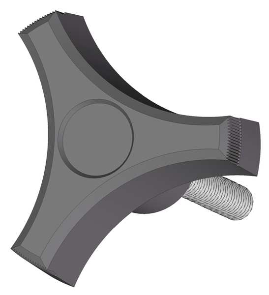 Three Prong Knob with Screw, 1/4-20 Thread Size, 1.125