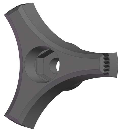 Snap Lock Three Prong Knob, M6 Thread Size, 2