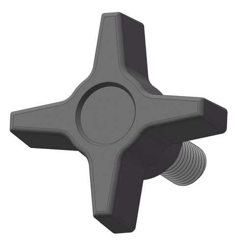 Four Prong Knob with Screw, 5/16-18 Thread Size, 1.125