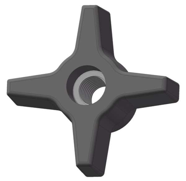 Four Prong Knob, 1/2-13 Thread Size, 1.125