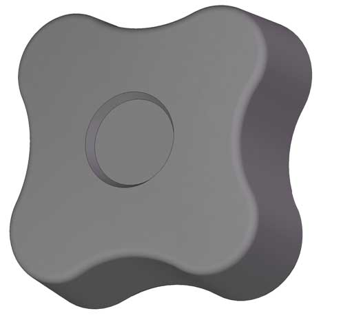 Soft Touch Four Lobe Knob, 1/4-20 Thread Size, 0.625