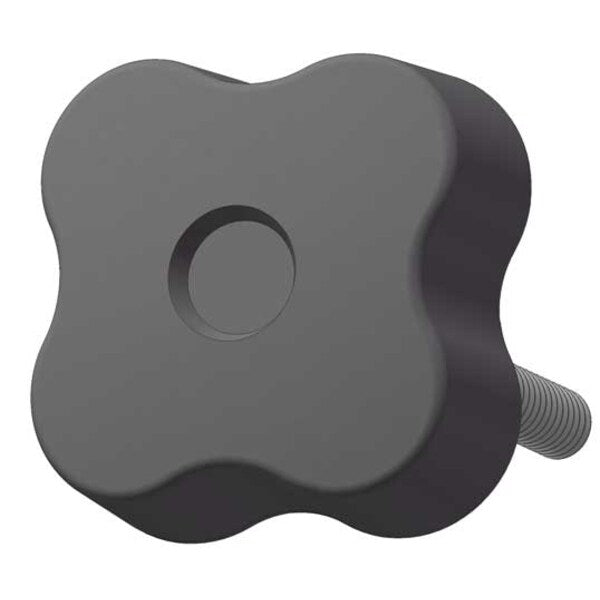 Soft Touch Four Lobe Knob with Screw, 3/8-16 Thread Size, 1