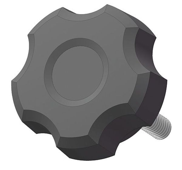 Fluted Knob with Screw, 1/4-20 Thread Size, 0.625