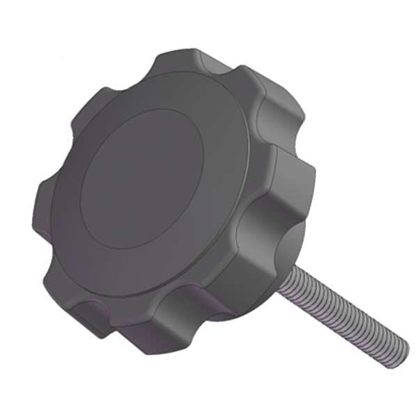 Fluted Knob with Screw, 5/16-18 Thread Size, 0.50