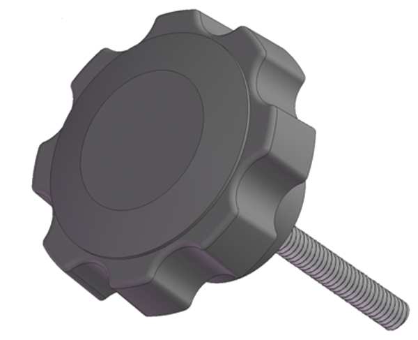 Fluted Knob with Screw, 5/16-18 Thread Size, 1.75