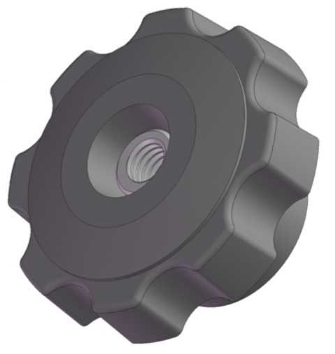 Fluted Knob, 1/4-20 Thread Size, 1.25