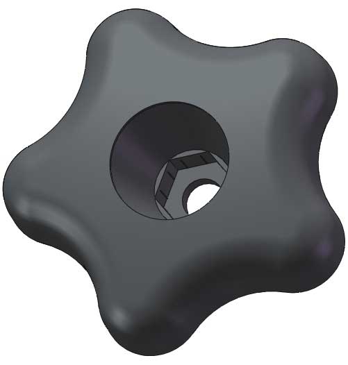 Snap Lock Star Knob, M6 Thread Size, 2-1/4